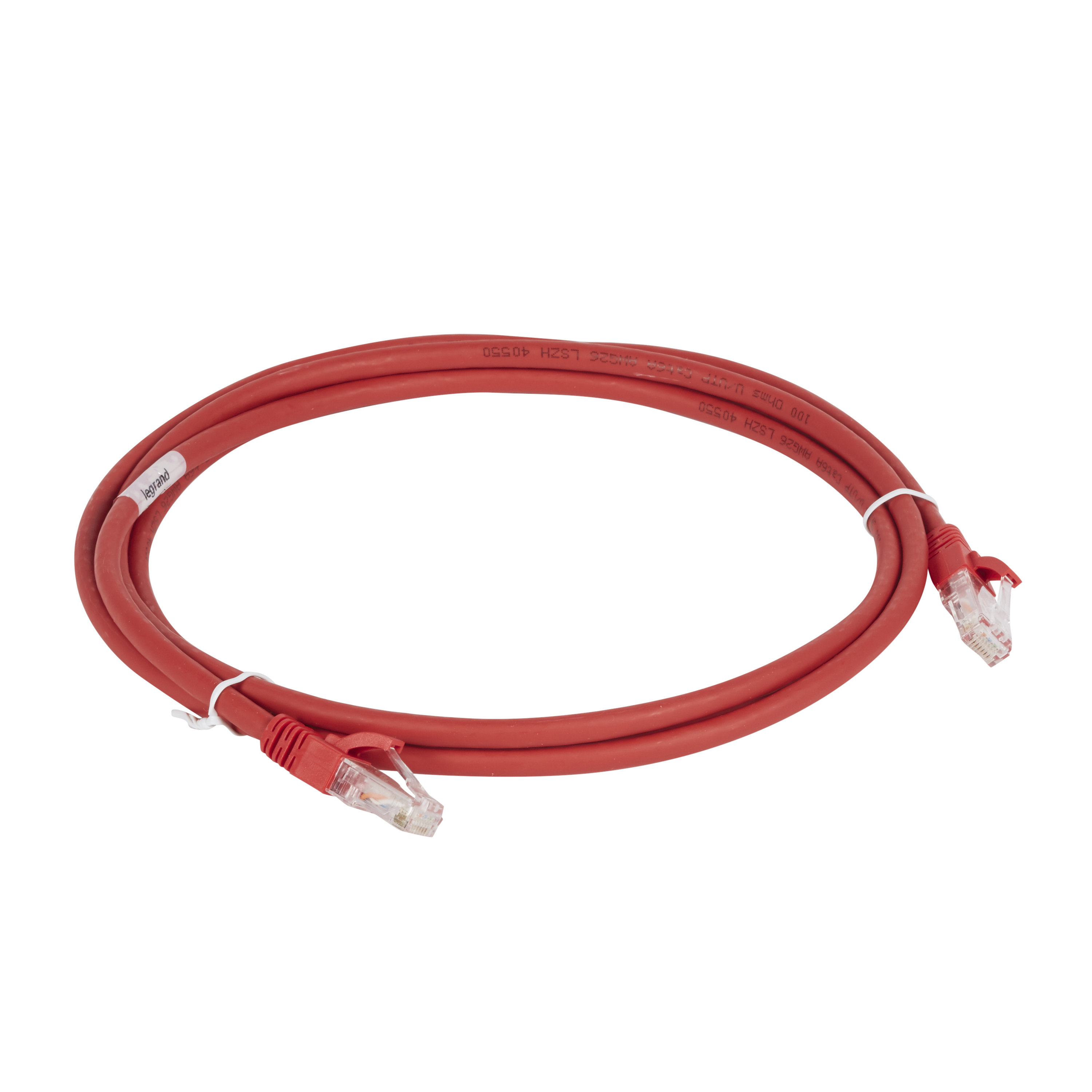 LCS3: kabl za pecovanje, U UTP, CAT 6a, RJ45+RJ45, 100 Oma, crveni, LSOH 5m