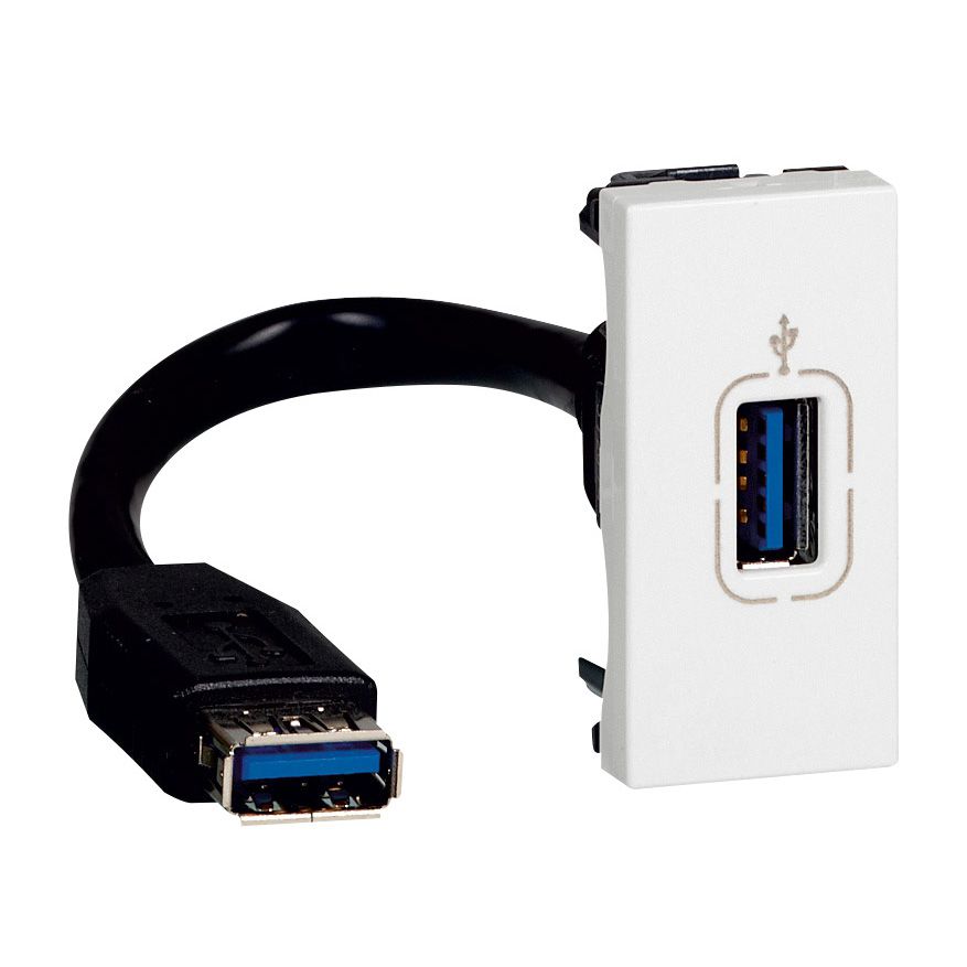 Mosaic: uticnica USB 3.0 za podatke, prikljucak na kabl 15cm USB 3.0, 1M, bela