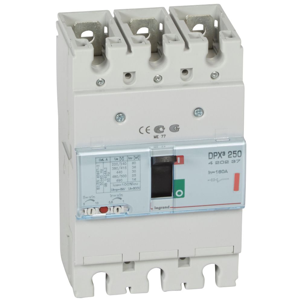 DPX3: kompakt prekidac 250A, 3P, F, FC, In=160A, Un=380/415V (Icu=36kA, Ics=100%Icu), termomagnetna zastitna jedinica (In=160A, Ir=0.8-1In, Im=5-10In)