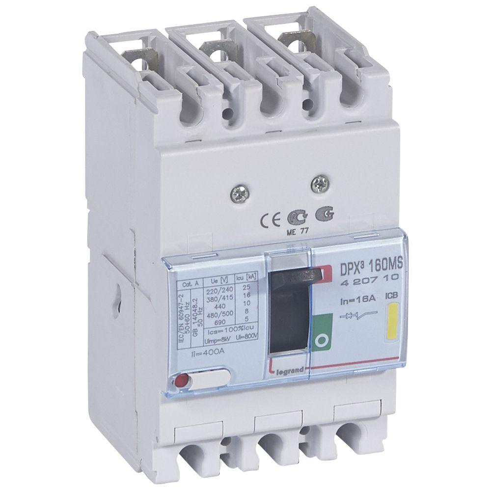 DPX3: kompakt prekidac 160A, 3P, F, FC, In=16A, Icu=16kA, sa fiksnom magnetnom zastitnom jedinicom