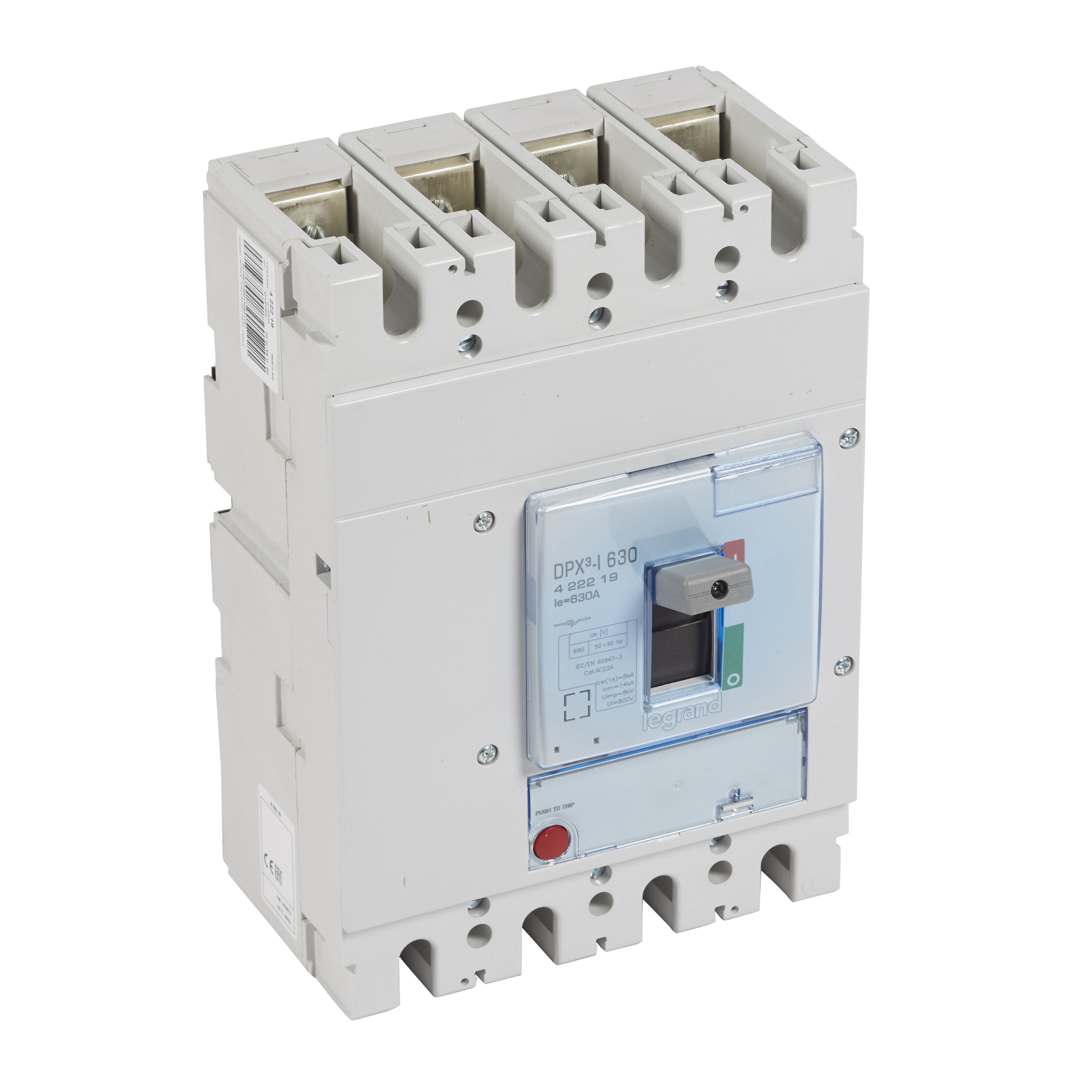 DPX3: kompakt prekidac 630A, 4P, F, FC, In=250A, Un=380/415V (Icu=50kA, Ics=100%Icu), termomagnetna zastitna jedinica (In=250A, Ir=0.8-1In, Im=5...10In)