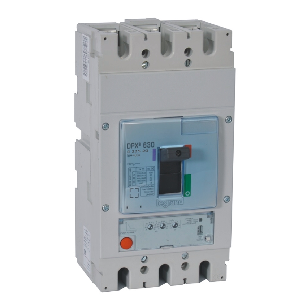 DPX3 630: kompakt prekidac, 3P, F, FC, In=400A, Un=380/415V (Icu=70kA, Ics=100%Icu), elektronska zastitna jedinica S1 (In=400A, Ir=0.4-1In, Isd=1.5...10In)