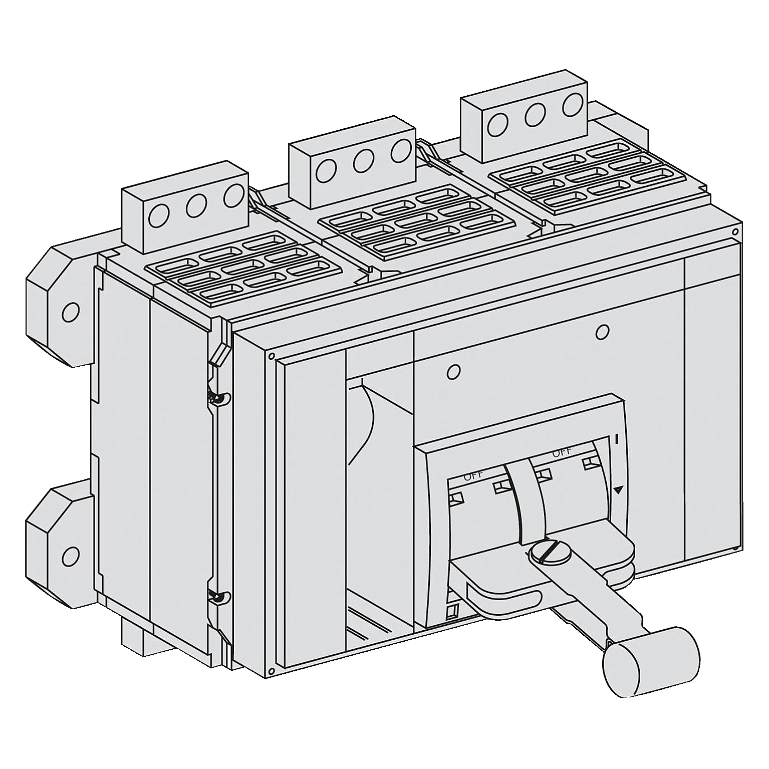 Telo prekidaca Compact NS1600b-N, 3P, F, FC, In=1600A, Un=220/415V AC (Icu=70kA, Ics=75%), sa prednjim prikljuccima