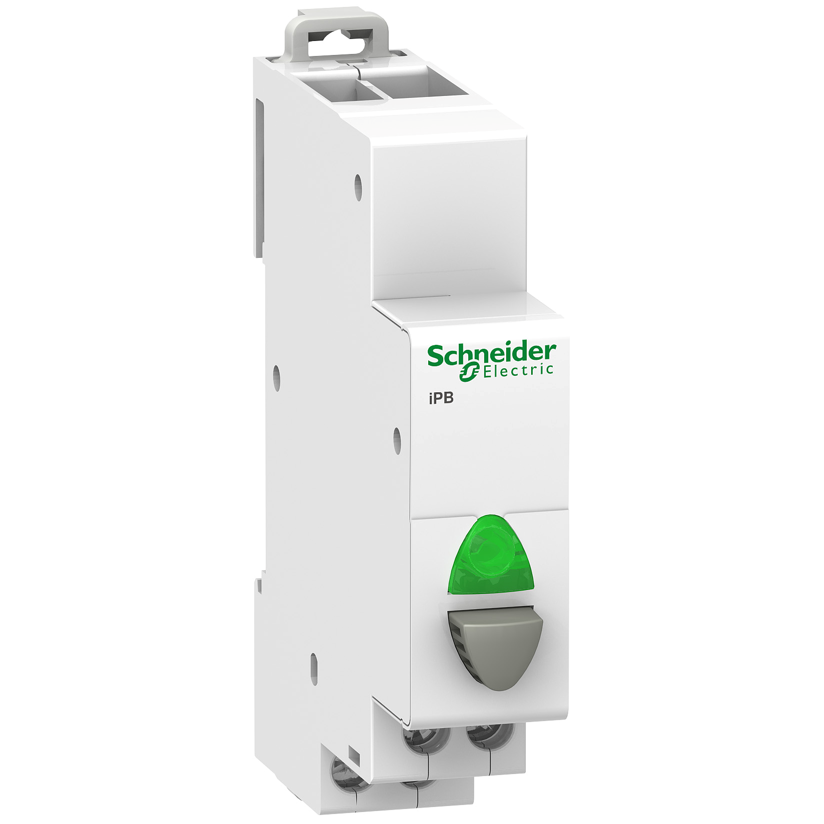 iPB: svetleci taster modularni, 1NO, 110...230V AC, sivi, zelena lampica