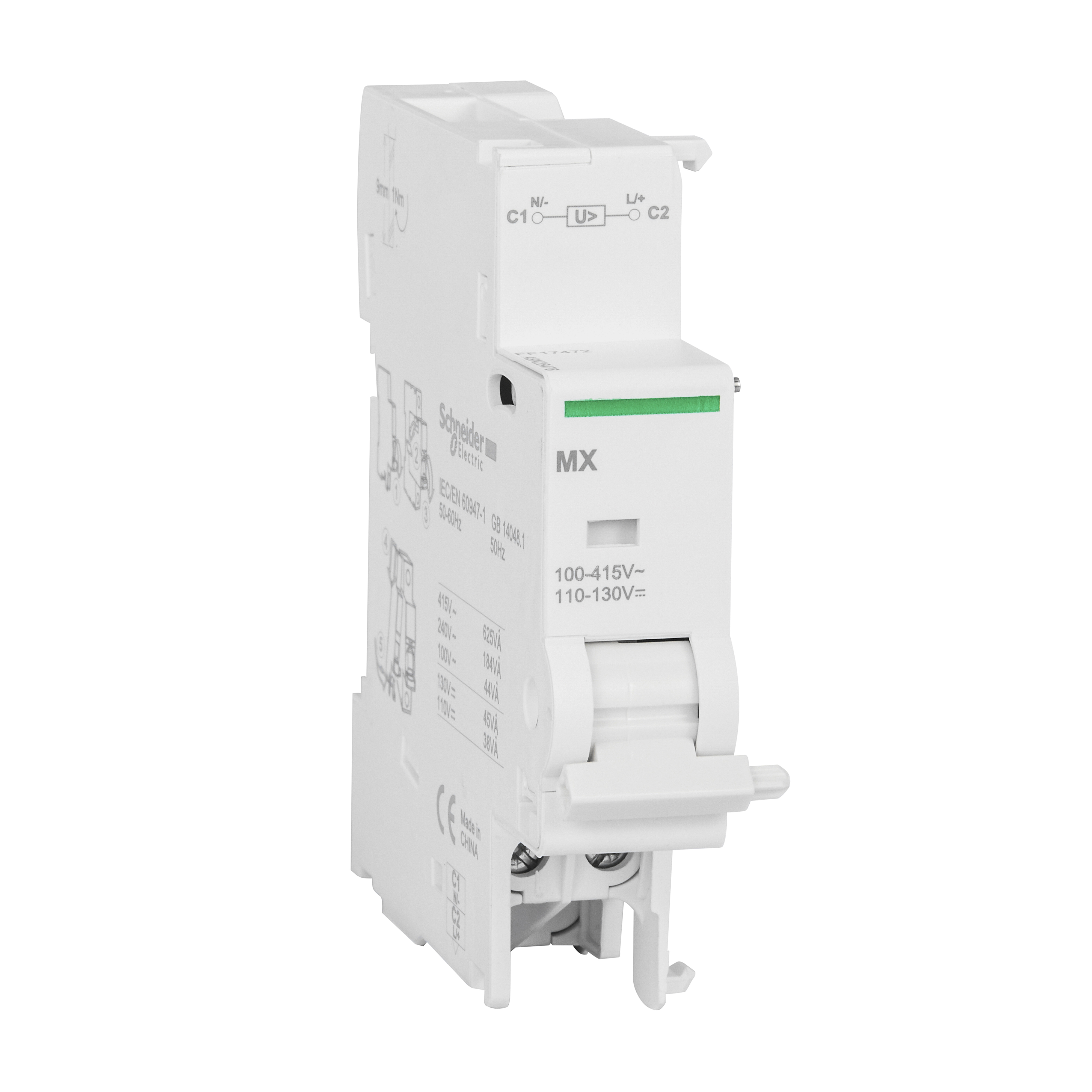 MX: naponski okidac za C60H-DC, C120, DPN-Vigi, 110…415V AC/110…130V DC