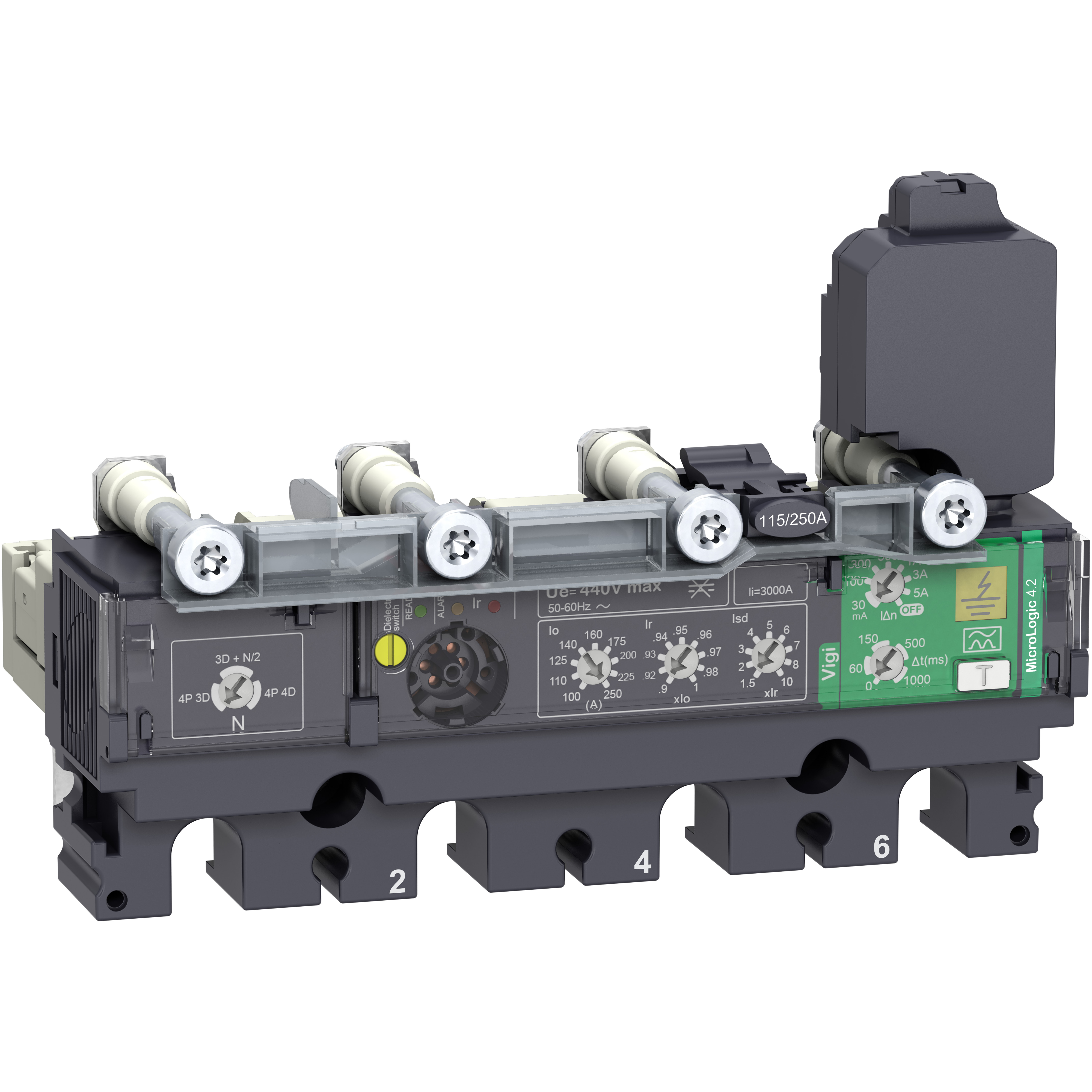 Elektronska zastitna jedinica Micrologic 4.2, 4P, za NSX100/160/250 (In=40A, Ir=18-40A, Isd=1.5-10Ir) sa diferencijalnom zaštitom tipa A (IΔn=0,03-0.1-0,3, 0.5-1-3-5A, Δt=0-60-150-500-1000ms)