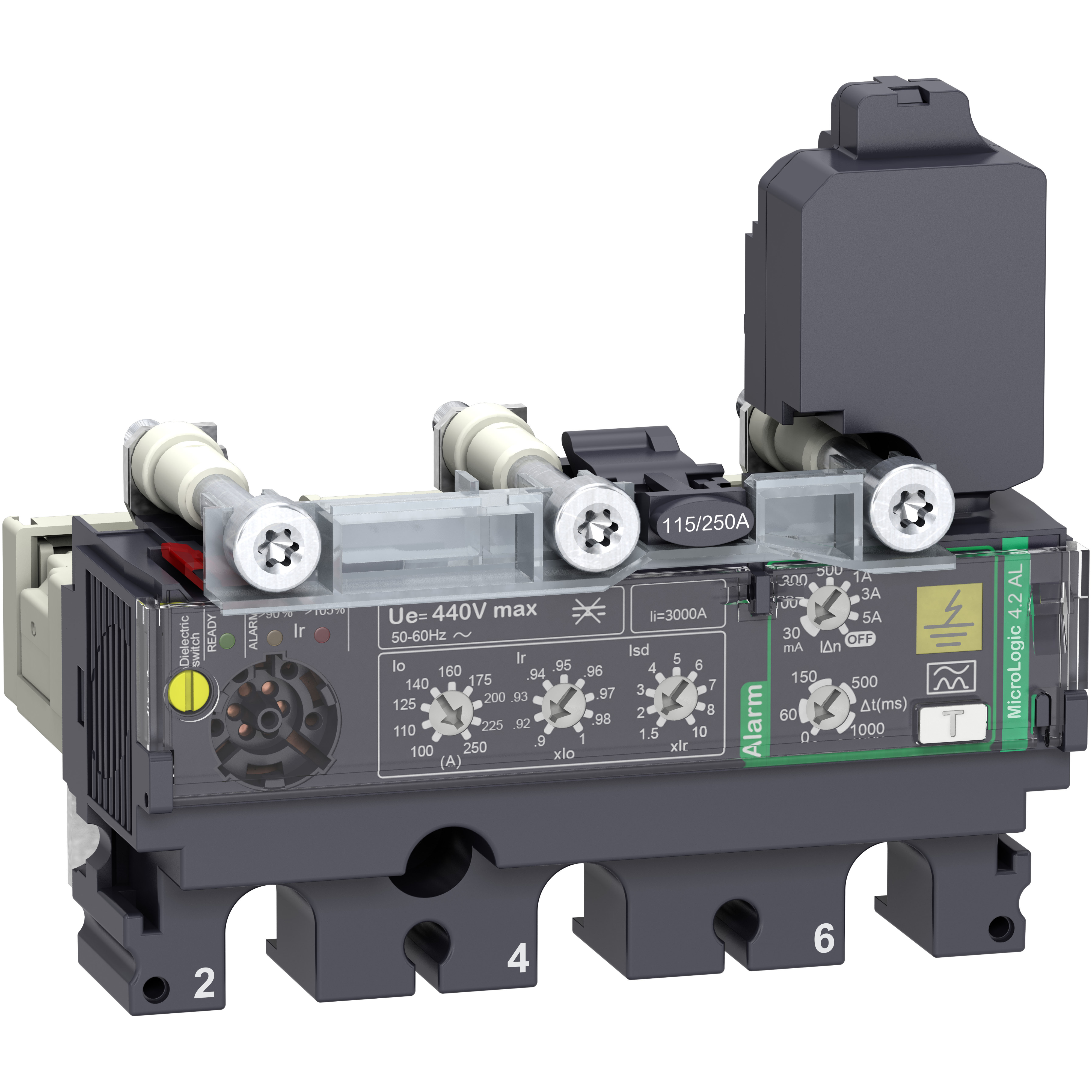 Elektronska zastitna jedinica Micrologic 4.2AL, 3P, za NSX160/250 (In=160A, Ir=63...160A, Isd=1.5-10Ir) sa alarmom dif. zastite Tip A (IΔn=0,03-0.1-0,3, 0.5-1-3-5A, Δt=0-60-150-500-1000ms)