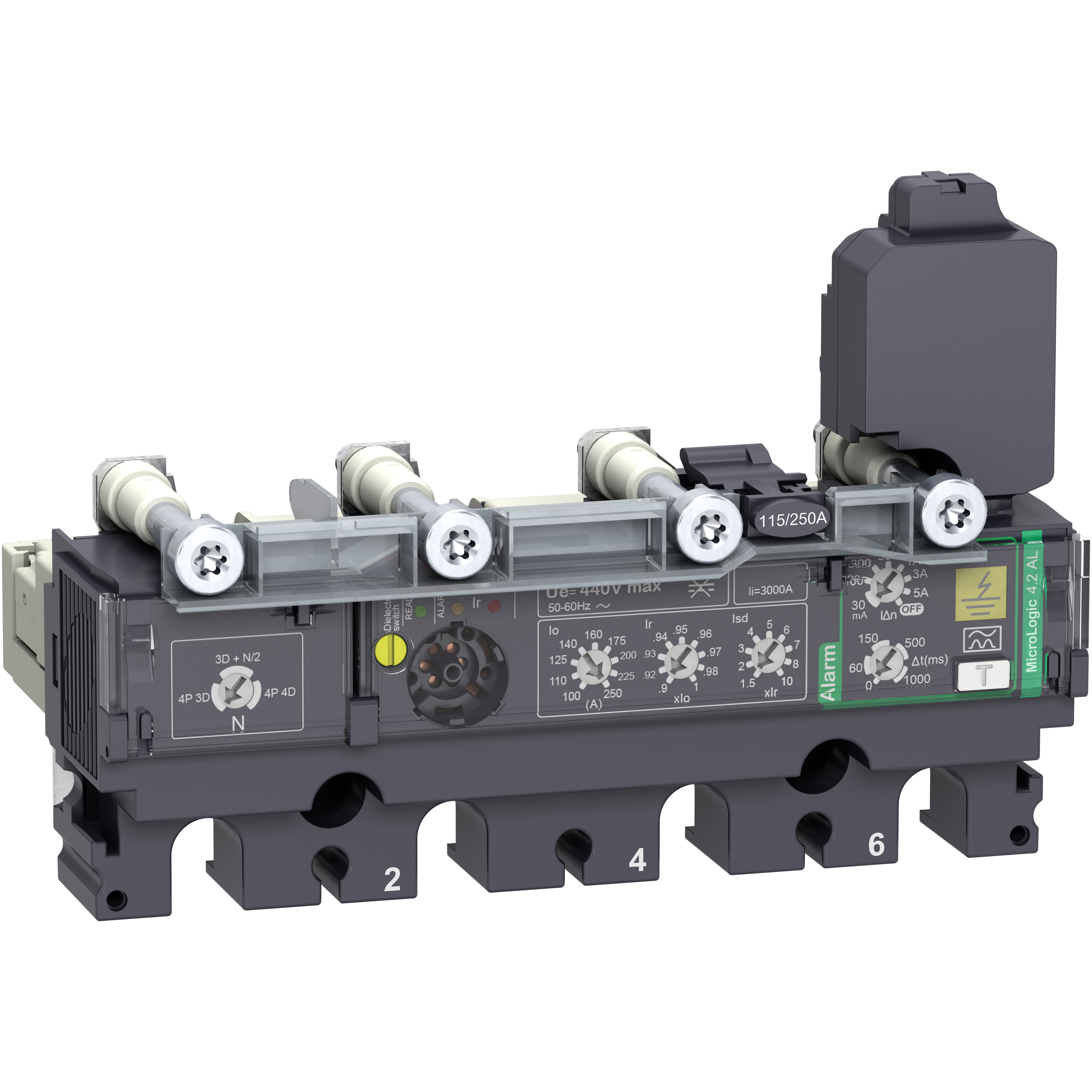 Elektronska zastitna jedinica Micrologic 4.2AL, 4P, za NSX160/250 (In=160A, Ir=63...160A, Isd=1.5-10Ir) sa alarmom dif. zastite Tip A (IΔn=0,03-0.1-0,3, 0.5-1-3-5A, Δt=0-60-150-500-1000ms)