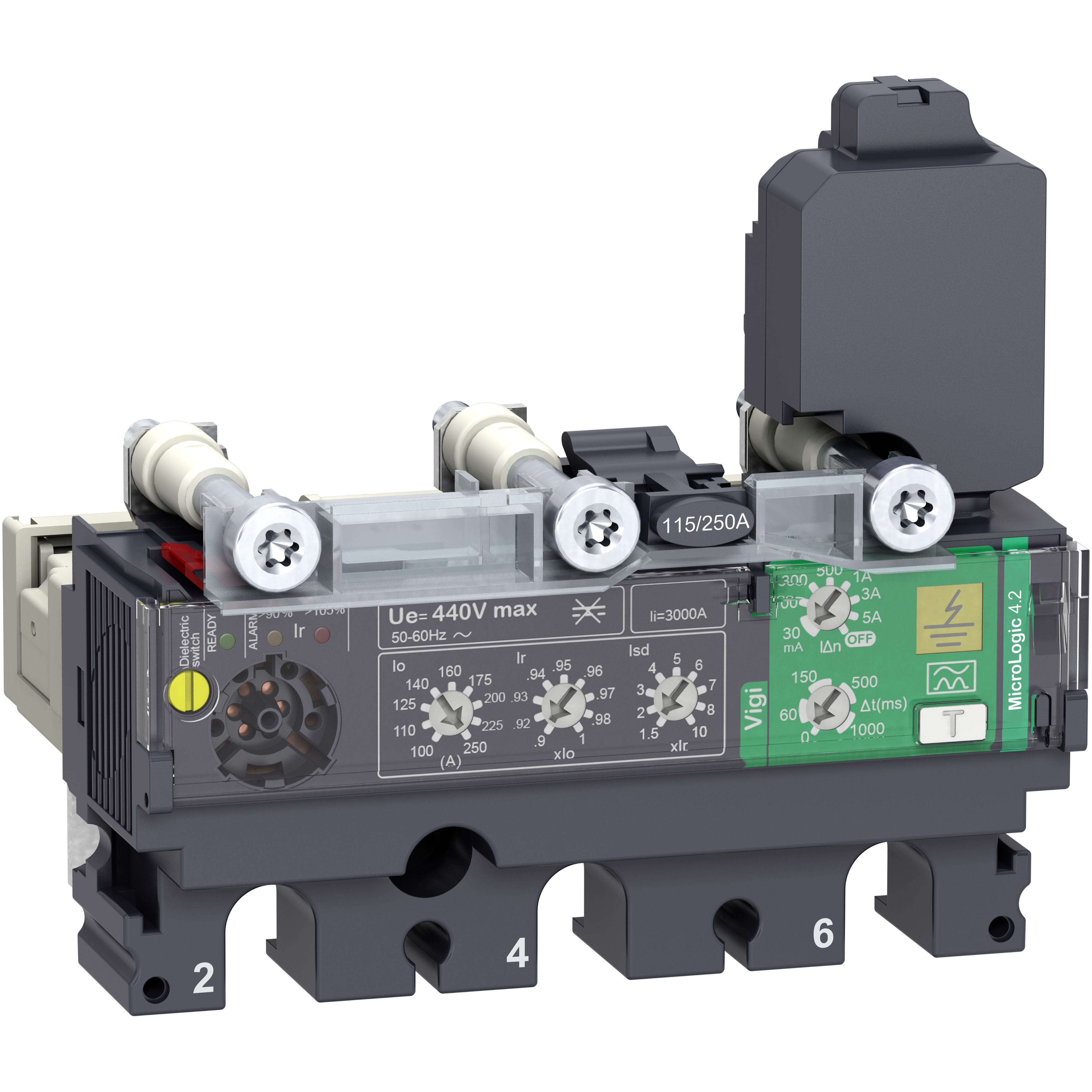 Elektronska zastitna jedinica Micrologic 4.2, 3P, za NSX100/160/250 (In=250A, Ir=100-250A, Isd=1.5-10Ir) sa diferencijalnom zaštitom tipa A (IΔn=0,03-0.1-0,3, 0.5-1-3-5A, Δt=0-60-150-500-1000ms)