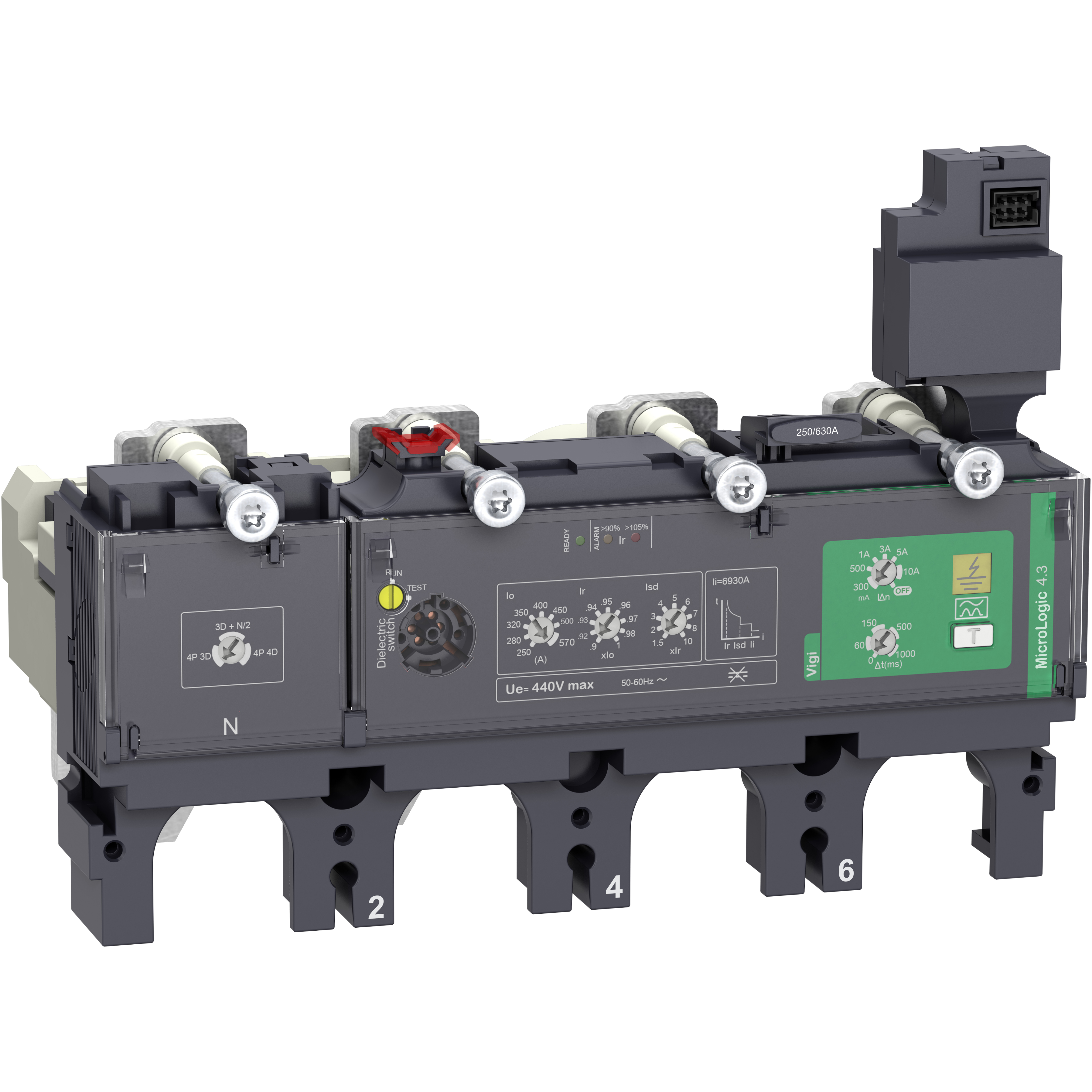 Elektronska zastitna jedinica Micrologic 4.3, 4P, za , za ComPacT NSX400/630 (In=400A, Ir=160...400A, Isd=1.5-10Ir) sa diferencijalnom zaštitom tipa A (IΔn=0,3-0.5-1-3-5-10A, Δt=0-60-150-500-1000ms)