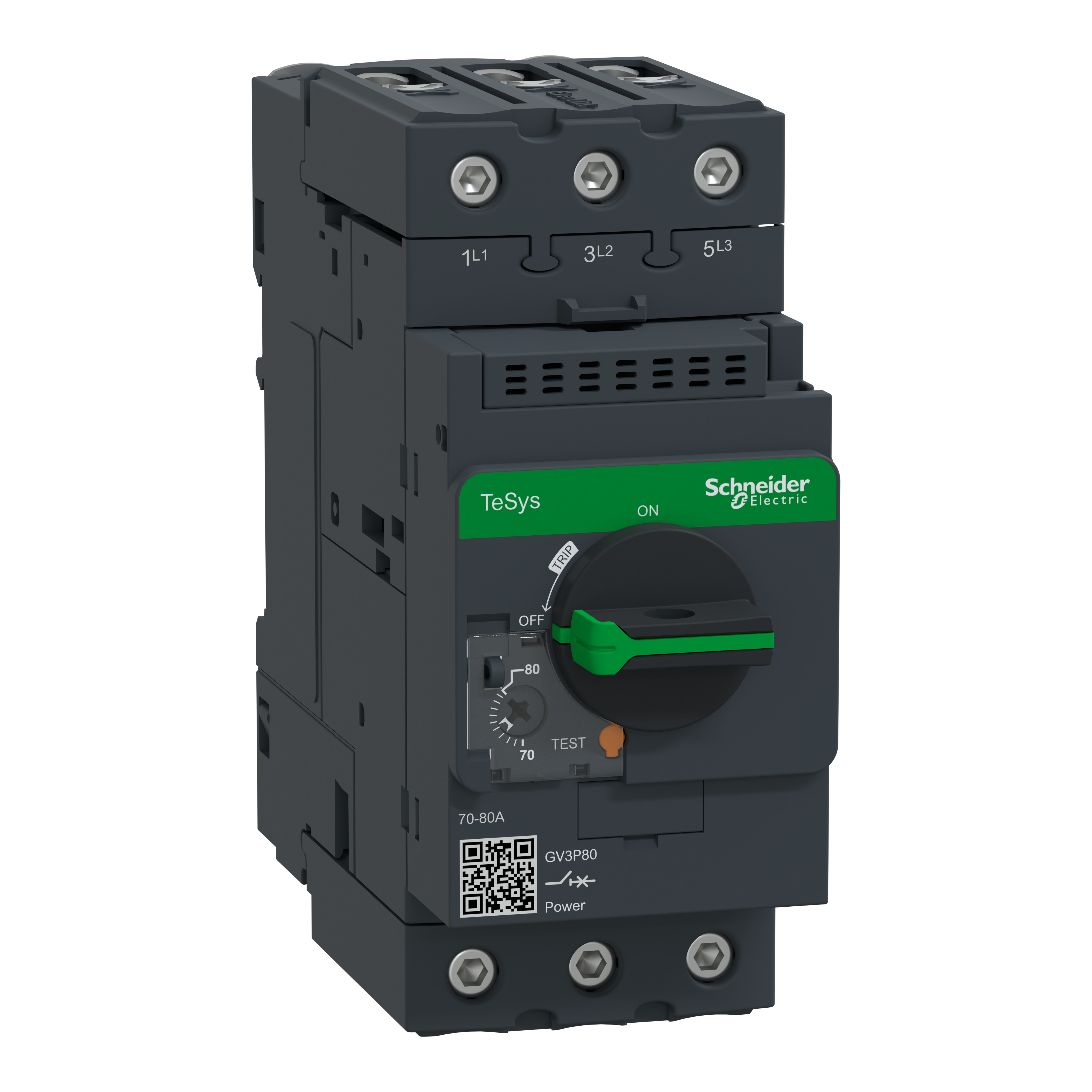 TeSys GV3: motorni zastitni prekidac, (P=45.0kW; Ir=70-80A; Im=1120A; Icu=50kA; Ics=60%Icu), sa obrtnom rucicom, EverLink