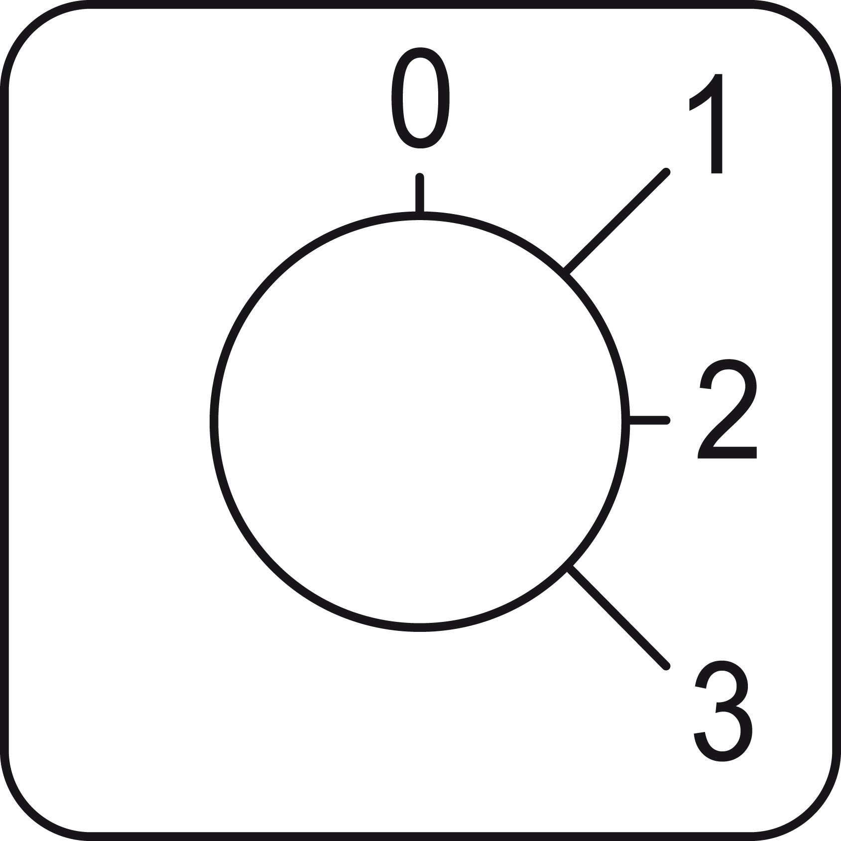 Natpisna plocica 45x45 mm, "0-1-2-3" korak od 45°, za montazu u rupu fi 22 mm