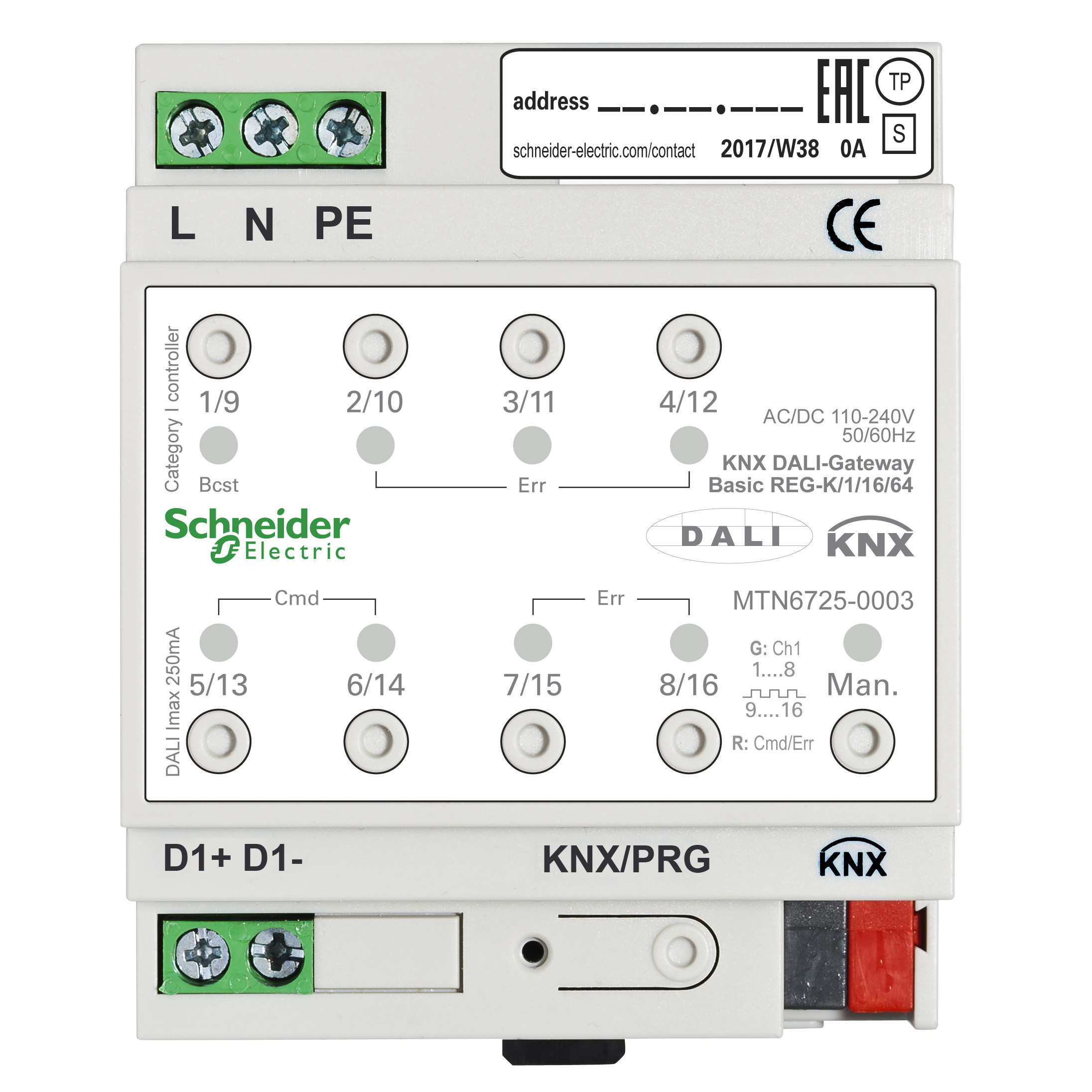 KNX DALI-GATEWAY BASIC REG-K/1/16/64