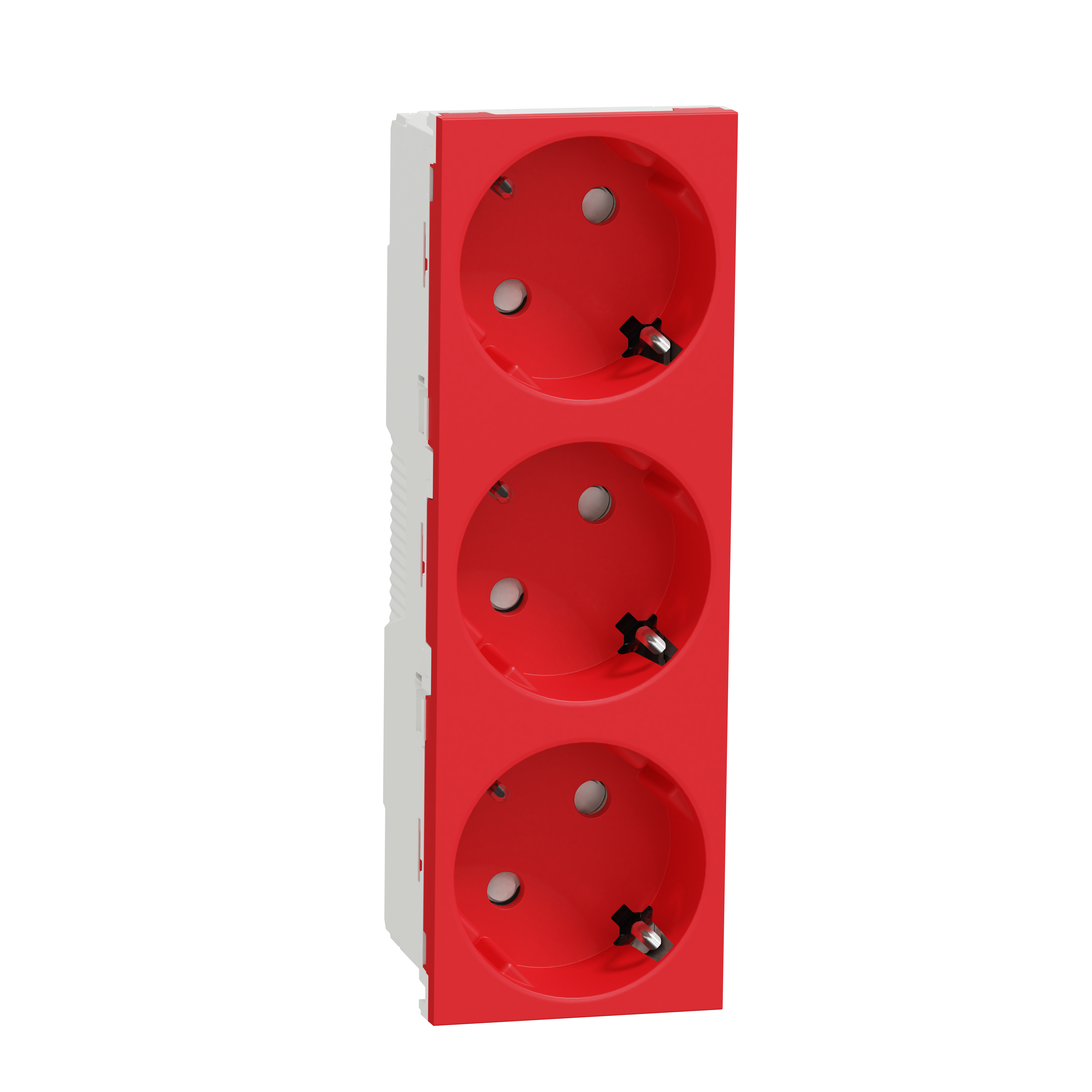 3xSchuko socket 45º 2P+E screwless red