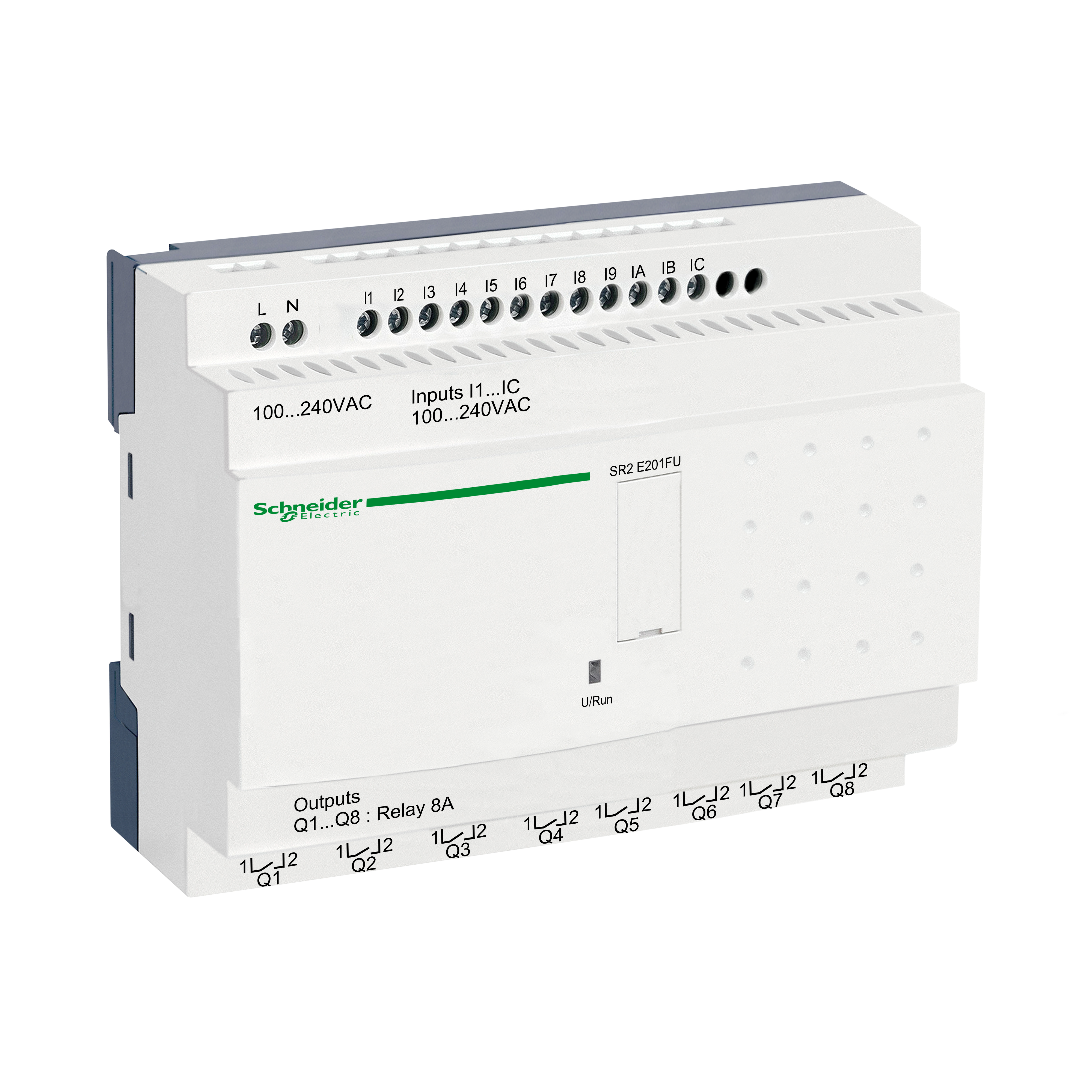 ZELIO: programabilni relej, 12 ulaza ,8 relejnih izlaza, napajanje 100...240V AC, bez displeja, sa satom