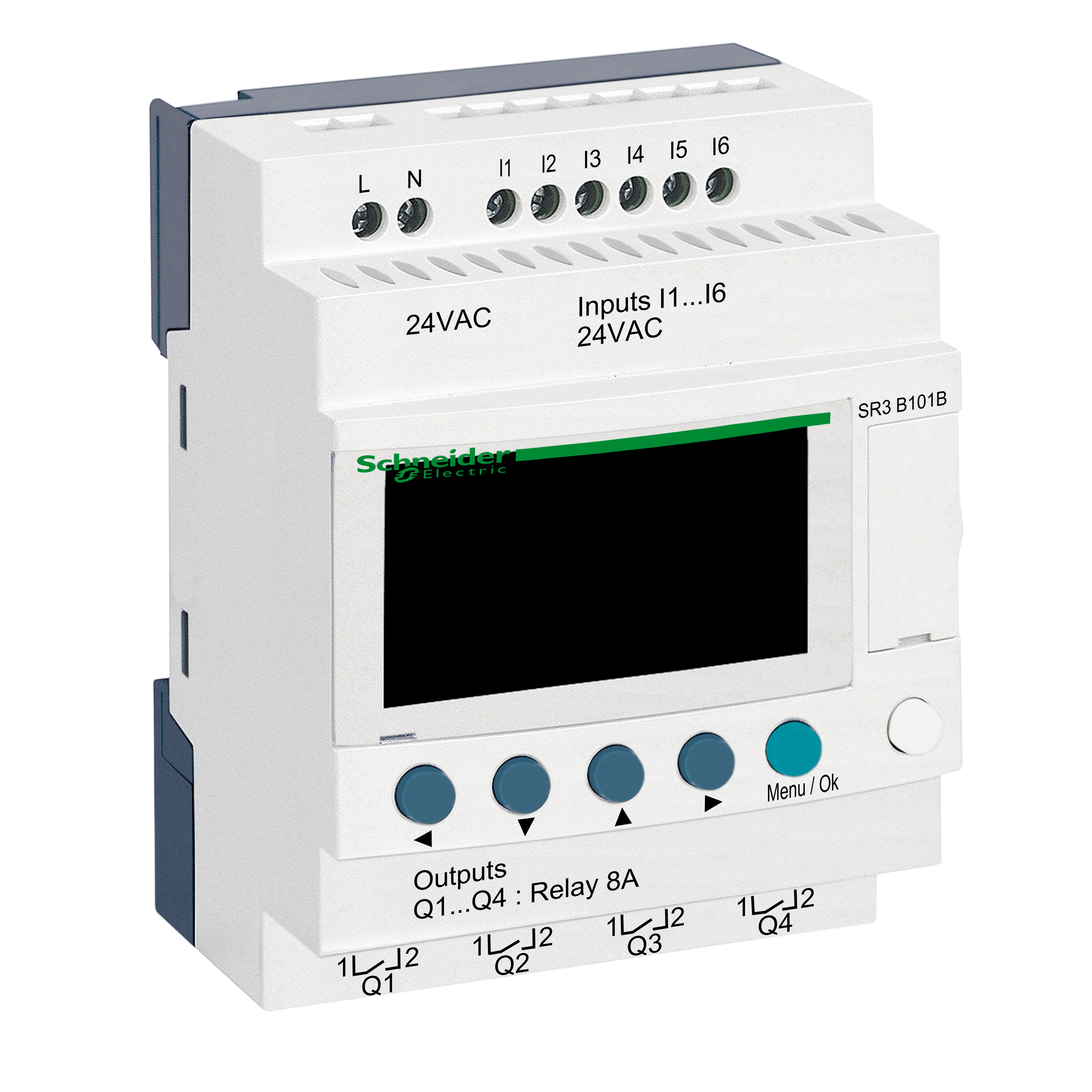 ZELIO: programabilni relej, 6 ulaza, 4 relejna izlaza, napajanje 24V AC, sa displejom i satom